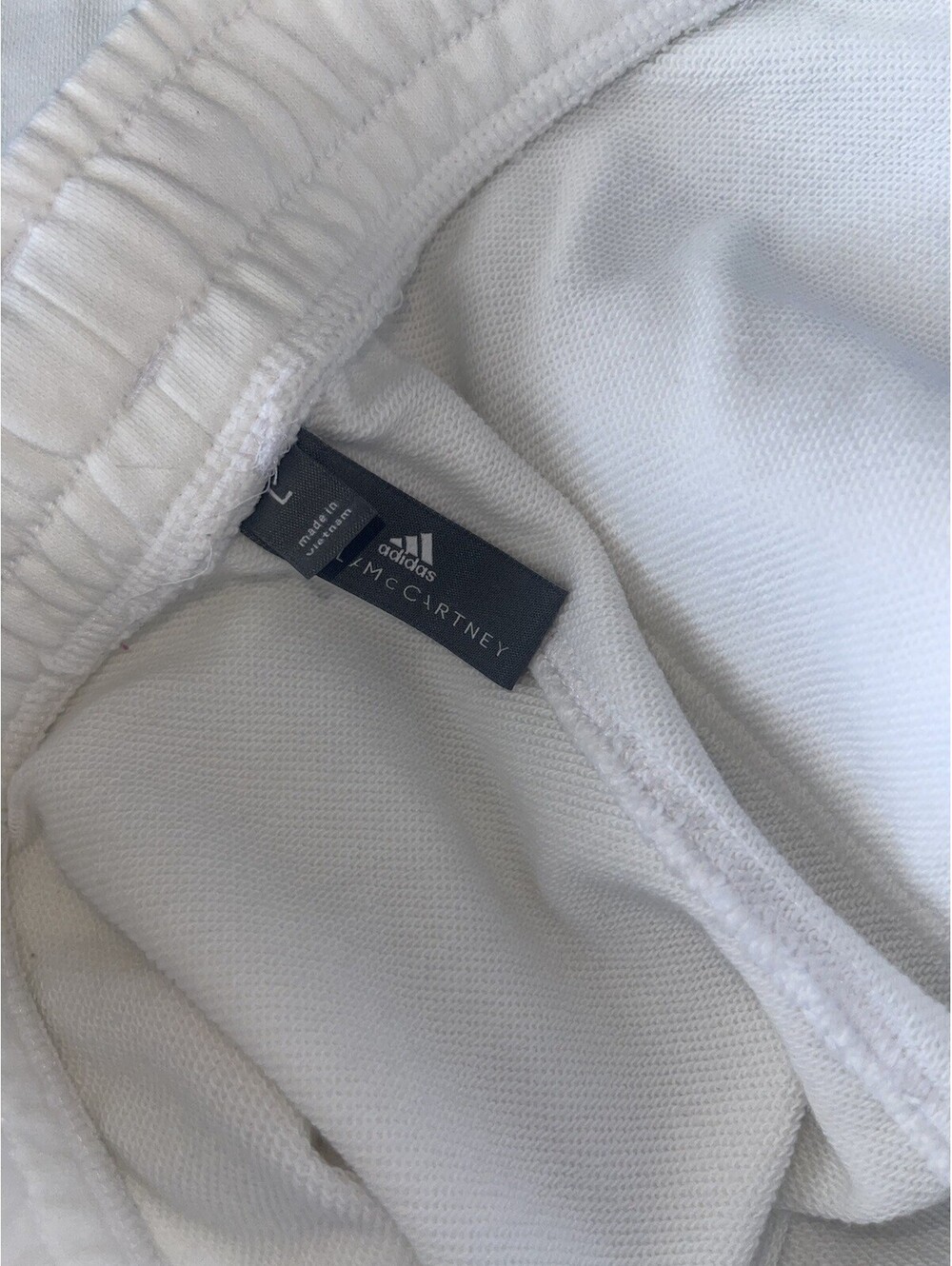 Adidas x Stella McCartney Sweatpants L White Drawstrings Logo Women Pockets FLAW - Picture 13 of 15